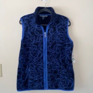 COZY WINTER VIBES NWT Karen Scott Sport Navy Patterned Fleece Vest size L